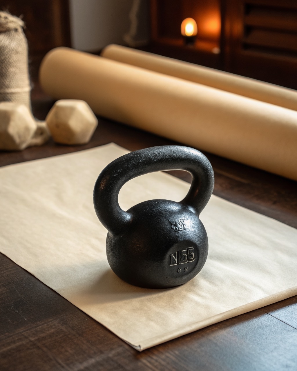 Black 16 kg cast-iron kettlebell photographed from the side on a white surface, showing the smooth single-piece handle